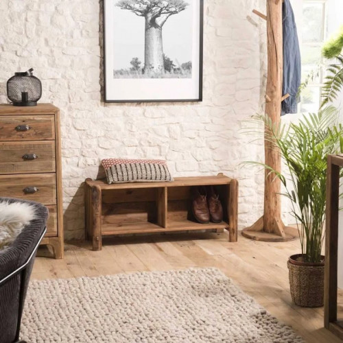 Sofá de 3 plazas de poliéster beige y patas de madera