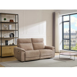 Sofá de 3 plazas reclinable eléctrico de tela color topo DJARALO