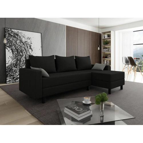 Sofá de 4 Plazas Negro Sofá Rinconero 238x123cm Con Función de Descanso Con Almacenamiento Material