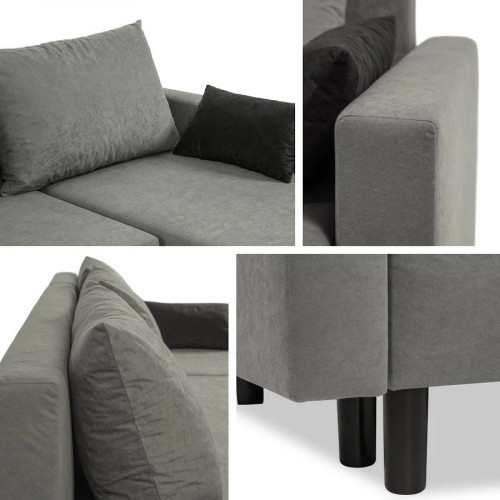 Sofá de 4 Plazas Negro Sofá Rinconero 238x123cm Con Función de Descanso Con Almacenamiento Material