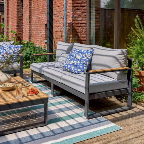 Sofá de jardín con cojín de jardín de aluminio Persea gris