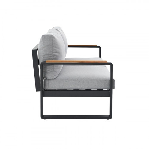 Sofá de jardín con cojín de jardín de aluminio Persea gris para 2 personas