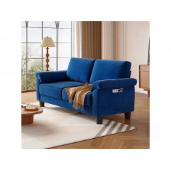 Sofá de la sala de estar 2 lugar en la tela de pista, sofá moderno a mediados de siglo, con bolsa de almacenamiento, 178x75x87cm, azul