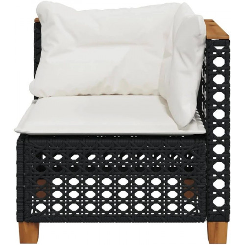 Sofá esquinero de jardín de mimbre negro con cojines de DKD Home Decor