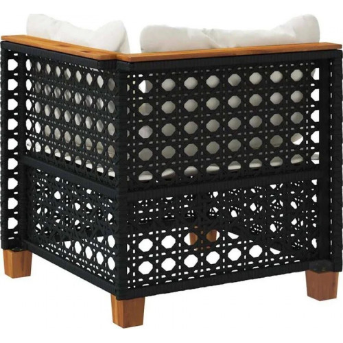 Sofá esquinero de jardín de mimbre negro con cojines de DKD Home Decor