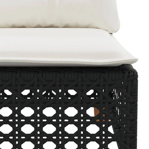 Sofá esquinero de jardín de mimbre negro con cojines de DKD Home Decor