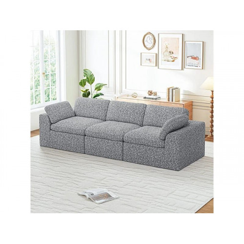 Sofá modular 3 plazas en tela chenilla gris 286x102x88cm