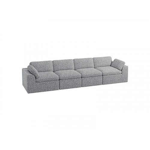 Sofá modular 4 plazas en tela chenilla gris 368x102x88cm