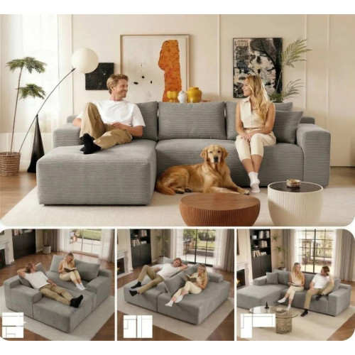 Sofá Modular Chaiselongue Moderno en forma de L de Espuma Comprimida al vacío envío Caja Sin Herramientas