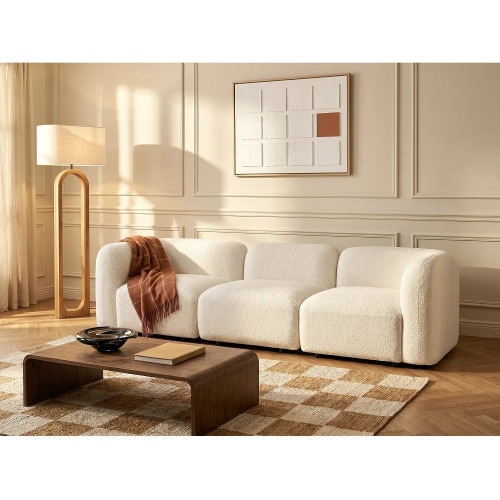 Sofá modular de 3 plazas en tela bouclé blanco roto - DANEPI