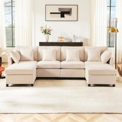 Sofá Modular Premium Tela Chenille Premium Homaire Efecto Nube