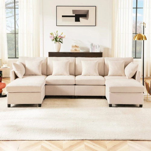 Sofá Modular Premium Tela Chenille Premium Homaire Efecto Nube