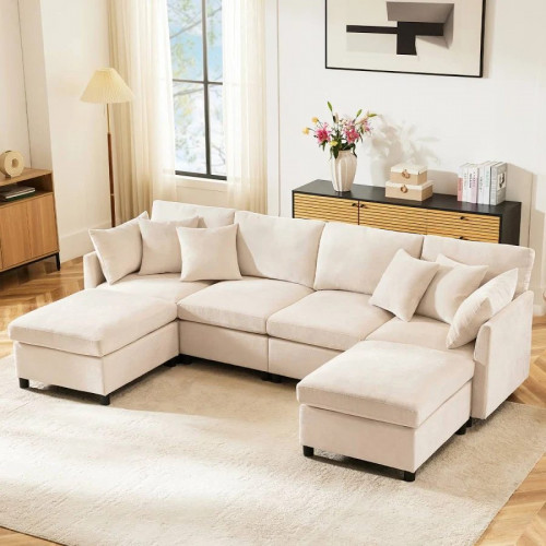 Sofá Modular Premium Tela Chenille Premium Homaire Efecto Nube