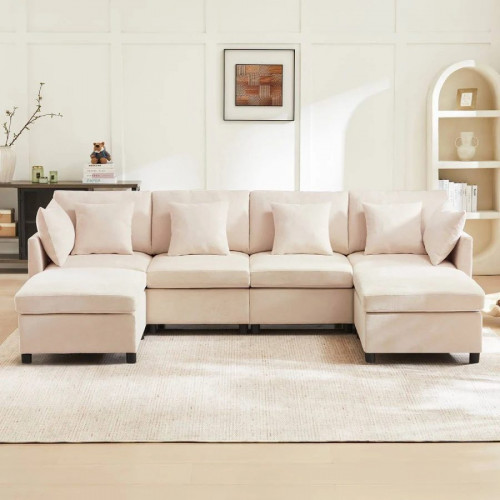 Sofá Modular Premium Tela Chenille Premium Homaire Efecto Nube