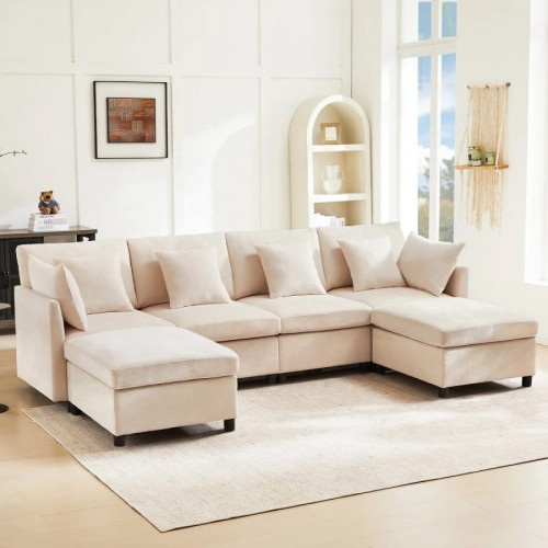 Sofá Modular Premium Tela Chenille Premium Homaire Efecto Nube