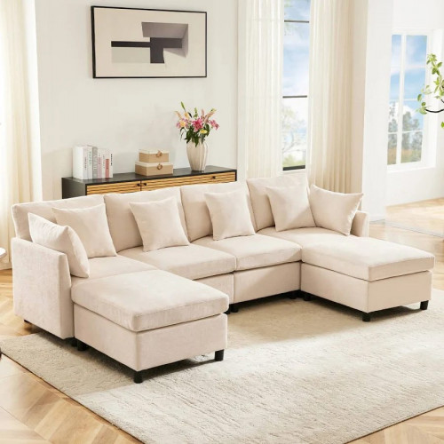Sofá Modular Premium Tela Chenille Premium Homaire Efecto Nube