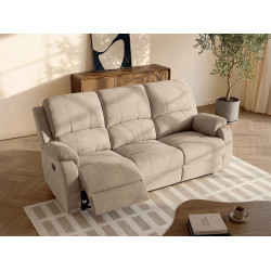 Sofá reclinable de 3 plazas en microfibra color topo BRODY