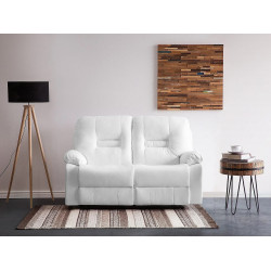 Sofá reclinable manual BERGEN Piel sintética Blanco 2 plazas