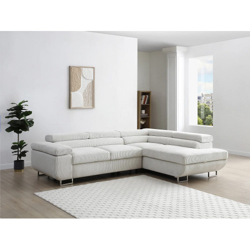 Sofá rinconera derecha de pana beige NURAZIO