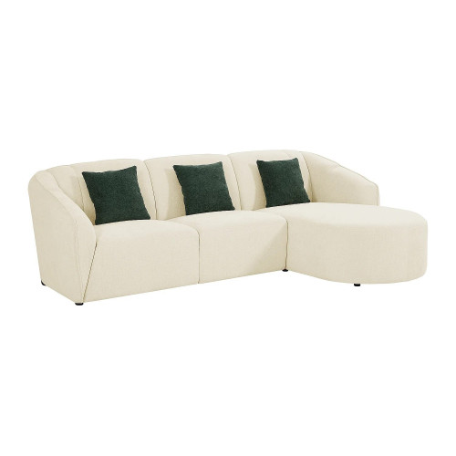 Sofá rinconera derecha de tela beige texturizada NETOMIA