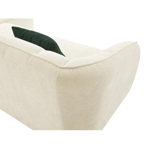 Sofá rinconera derecha de tela beige texturizada NETOMIA