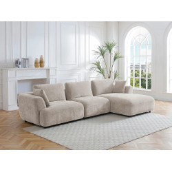 Sofá rinconera derecha en tela beige TINDRALO