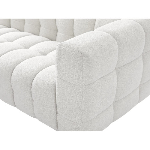 Sofá rinconera izquierda en tela bouclé blanco marfil LERICI