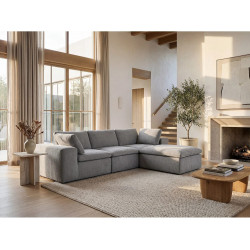 Sofá rinconera modular comprimido de tela gris CORTOLINE