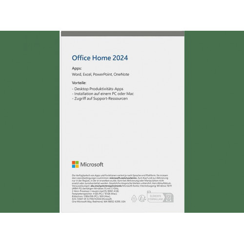 Software  - Microsoft Office Hogar 2024 - Suite Office Licencia Completa 1 Usuario, Software de aplicación
