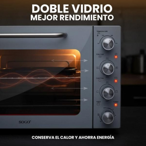 Sogo HOR-SS-10550 - Horno de Sobremesa Convección Rustidor y Grill