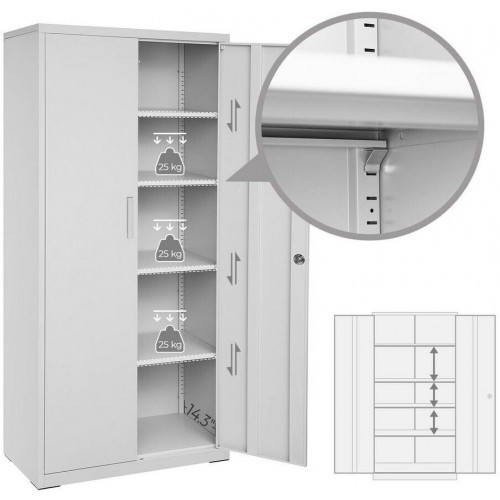 Songmics Armario de Almacenamiento de Acero 2 Puertas, 5 Niveles (OMC015G01)