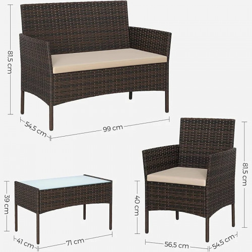 SONGMICS Conjunto de Muebles de Jardín Ratán