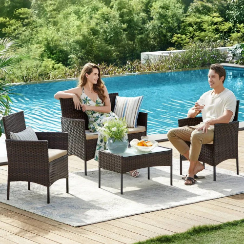 SONGMICS Conjunto de Muebles de Jardín Ratán