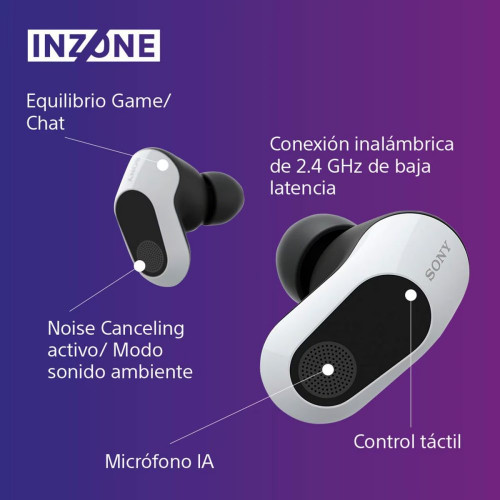 Sony InZone Buds Auriculares Inalámbricos Gaming Cancelación de ruido Blanco