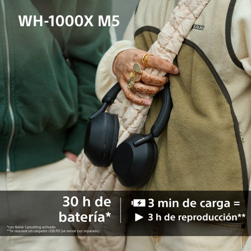 Sony WH-1000XM5 Bluetooth Auriculares de diadema Cancelación de ruido, 30 horas de batería, micrófono, para iOS, Android y PC Rosa palo