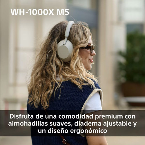 Sony WH-1000XM5 Bluetooth Auriculares de diadema Cancelación de ruido, 30 horas de batería, micrófono, para iOS, Android y PC Rosa palo