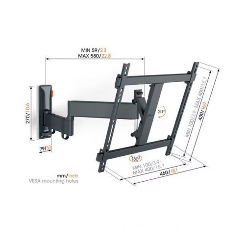 Soporte de pared giratorio hasta 180º Vogel's TVM 3445 para TV de 32