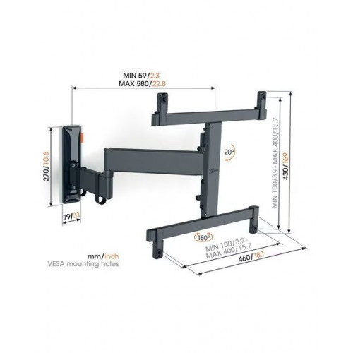 Soporte de pared giratorio hasta 180º Vogel's TVM 3465 para TV OLED de 32