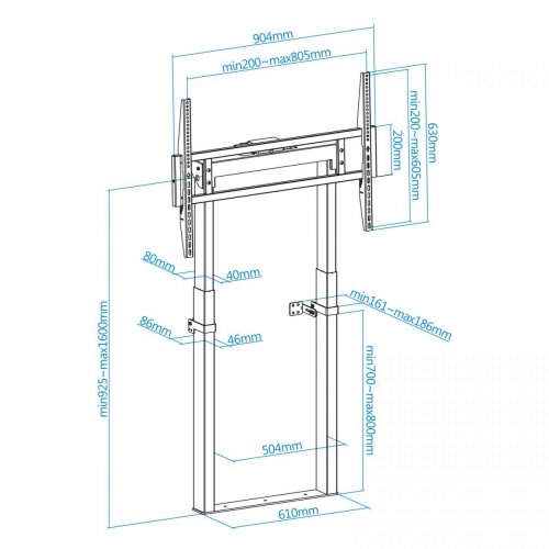 Soporte de Piso Fijo Tooq TITAN con Ajuste Eléctrico de Altura 55