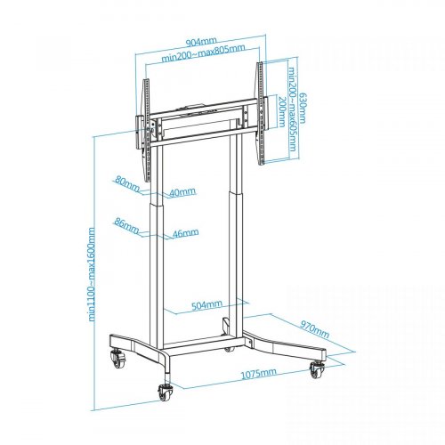 Soporte Móvil Tooq LUX con Ajuste Eléctrico de Altura 55