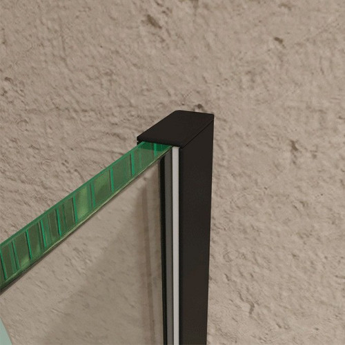 SOULHOME Mampara de ducha Panel Fijo, 60 cm ancho x 200 cm alto, Perfil Negro mate, Fácil instalación Vidrio de seguridad 8 mm antical