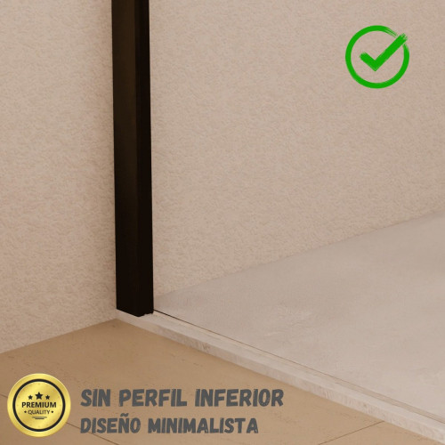 SOULHOME Mampara de ducha Panel Fijo, 60 cm ancho x 200 cm alto, Perfil Negro mate, Fácil instalación Vidrio de seguridad 8 mm antical