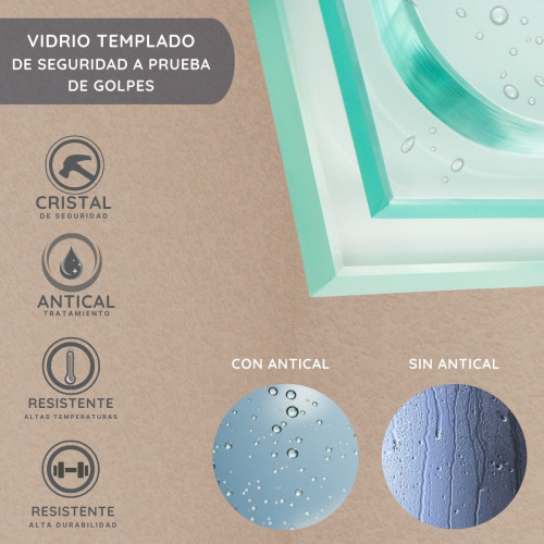 SOULHOME Mampara de ducha Panel Fijo, 60 cm ancho x 200 cm alto, Perfil Negro mate, Fácil instalación Vidrio de seguridad 8 mm antical
