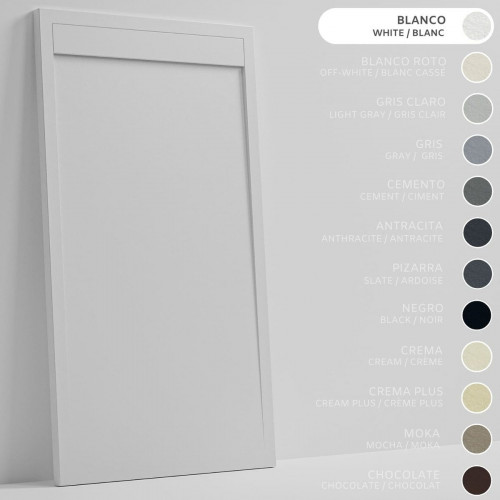 SOULHOME Plato de Ducha - Resina - Gel Coat - Textura Liso/Piedra - Antideslizante - Color Blanco - 90x70- Extraplano 3cm. Diseño Minimalista