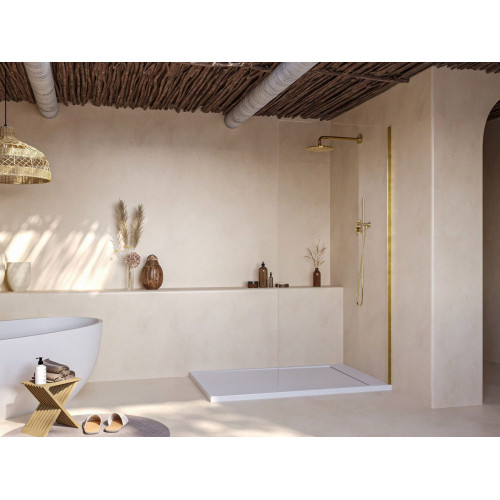 SOULHOME Plato de Ducha - Resina - Gel Coat - Textura Liso/Piedra - Antideslizante - Color Blanco - 90x70- Extraplano 3cm. Diseño Minimalista