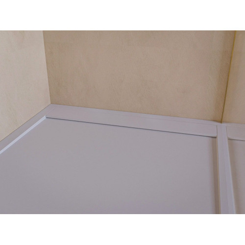 SOULHOME Plato de Ducha - Resina - Gel Coat - Textura Liso/Piedra - Antideslizante - Color Blanco - 90x70- Extraplano 3cm. Diseño Minimalista