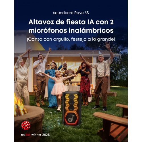 soundcore Rave 3S | Altavoz IA para fiestas con karaoke y sonido de 200W