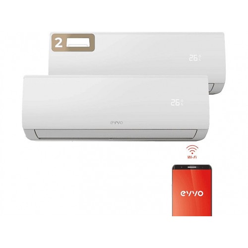 Split 2x1 - EVVO Clima WIFI 2x1 18.000 BTU (9.000 + 12.000), 18000 fg/h, Función Inverter, Blanco