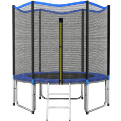 Sportnow Cama Elástica Niños Exterior Ø244 Cm Con Red De Seguridad Escalera Azul