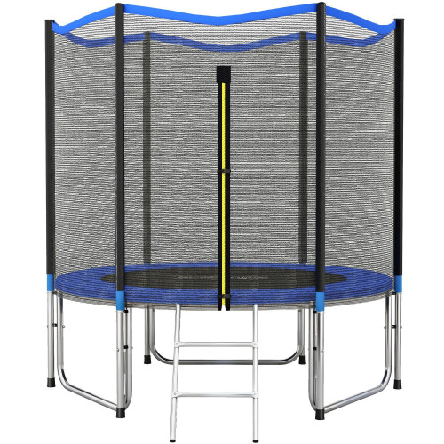 Sportnow Cama Elástica Niños Exterior Ø244 Cm Con Red De Seguridad Escalera Azul